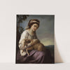 Portrait of a young woman holding a lamb by Jeanne-Louise Vallain