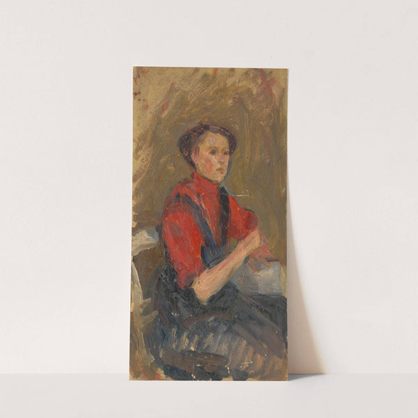 Portrait Of A Young Woman In A Red Sweater (1900–1910) by Ľudovít Pitthordt
