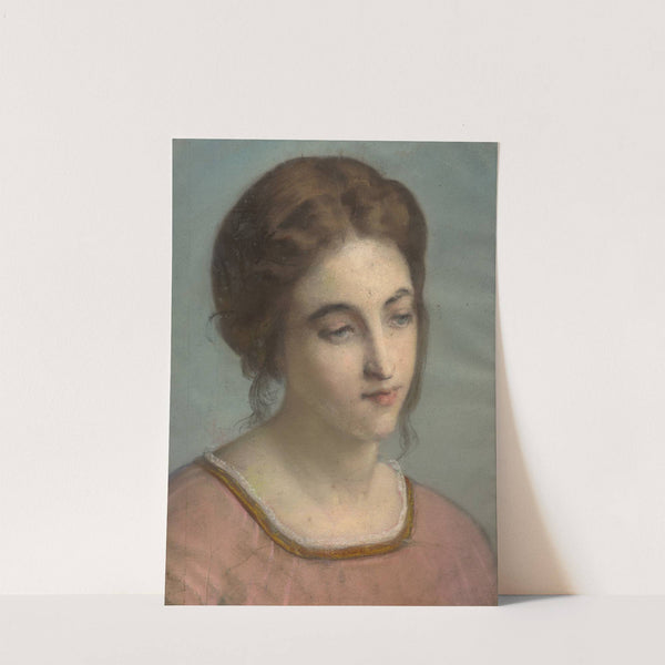 Portrait of a young woman with a pink shirt by Louis Janmot