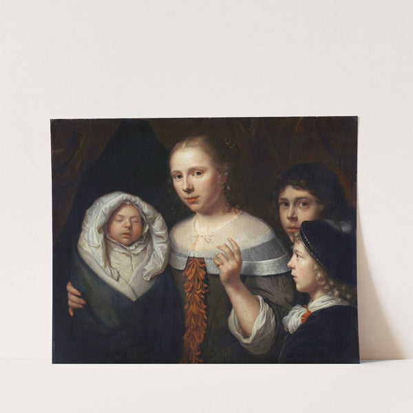 Portrait of a young woman with three children by Wallerant Vaillant