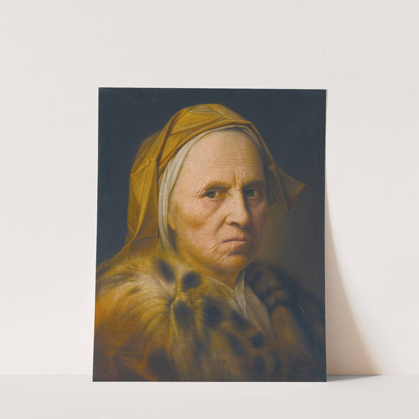 Portrait Of An Old Lady Wearing A Fur Trimmed Coat by Balthasar Denner