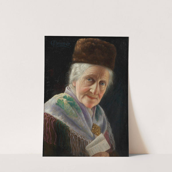 Portrait Of An Old Lady With Fur Hat by Carl Heuser