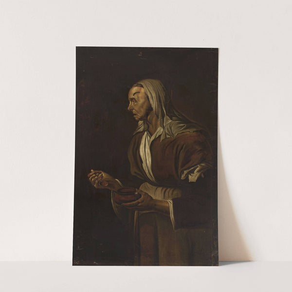 Portrait of an old woman with a bowl by Pietro Bellotti