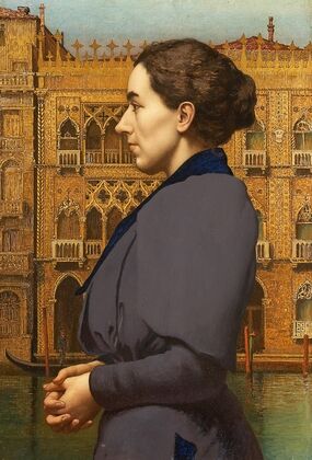 Portrait of Anna Cossmann before Ca d’Oro in Venice (1894) — size preview