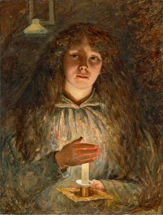 Portrait of Annie, the artist’s wife, holding a candle — size preview