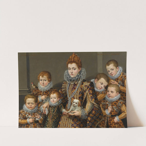 Portrait Of Bianca Degli Utili Maselli Holding A Dog And Surrounded By Six Of Her Children by Lavinia Fontana