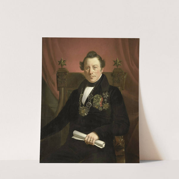 Portrait of Coenraad van Hulst, Actor, as President of the Arts-Promoting Company VW in Amsterdam (so named after the founders Casper Vreedenberg and Jan van Well) by Jan Cornelis van Rossum