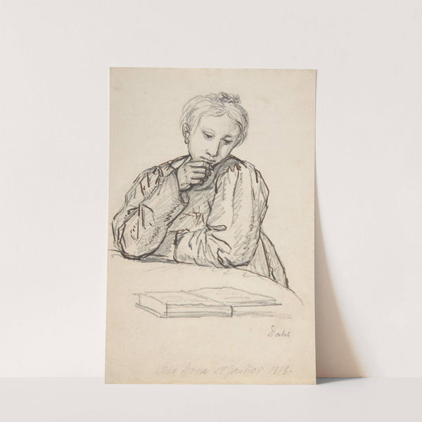 Portrait of Eline Marie Heger as a Child, Leaning on a Table, Looking at a Book by Johan Christian Dahl