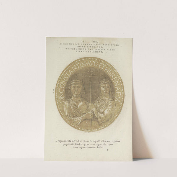 Portrait of Emperor Constantijn VI met zijn moeder keizerin Irene (1557-1559) by Hubert Goltzius