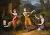 Portrait Of Four Children, Full Length, in A Landscape, With A Sheep And Turtle Doves