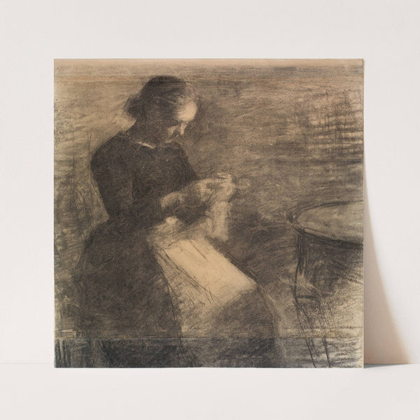 Portrait of Ida Hammershøi with Needlework (1891) by Vilhelm Hammershøi