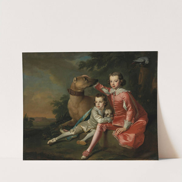 Portrait of John and Robert, sons of Robert Ker, 2nd Duke of Roxburghe, in van Dyck costume with their two dogs by Thomas Hudson