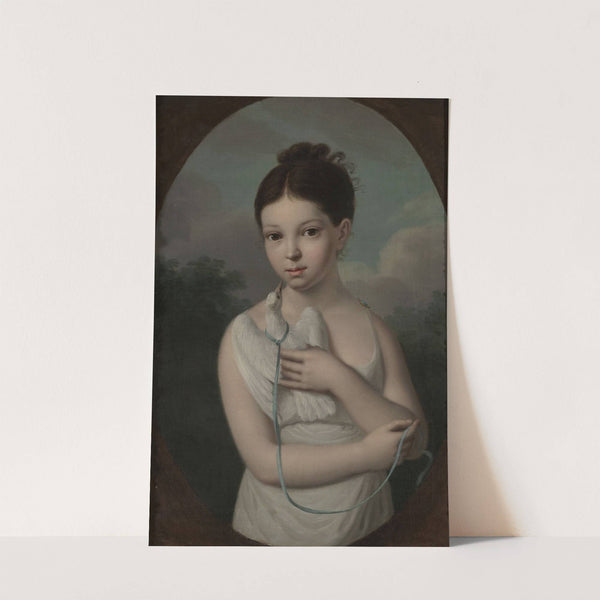 Portrait of Józia Walicka (1808–1880) with a dove by Józef Sonntag