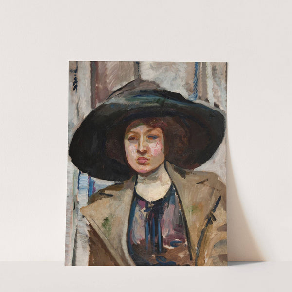 Portrait of Kazimiera Felix (Portrait in a wingy hat) (1911) by Gustaw Gwozdecki