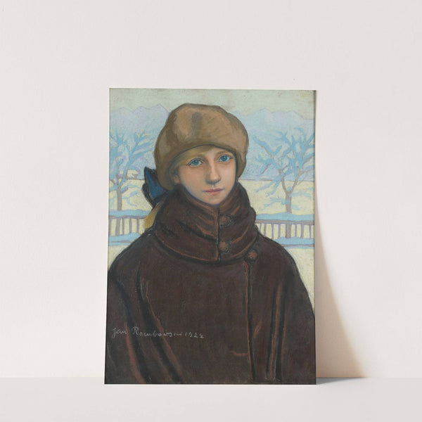 Portrait of Kazimiera Nehring in winter landscape (1922) by Jan Rembowski