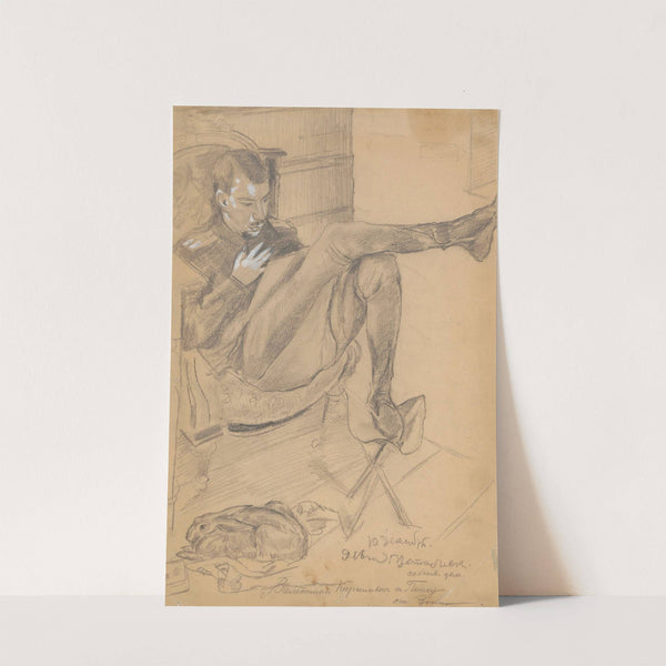 Portrait of Kirill Zdanevich with a rabbit by Zygmunt Waliszewski