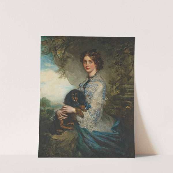 Portrait of Lady Alice Peel, holding a King Charles spaniel on her lap by Sir Francis Grant