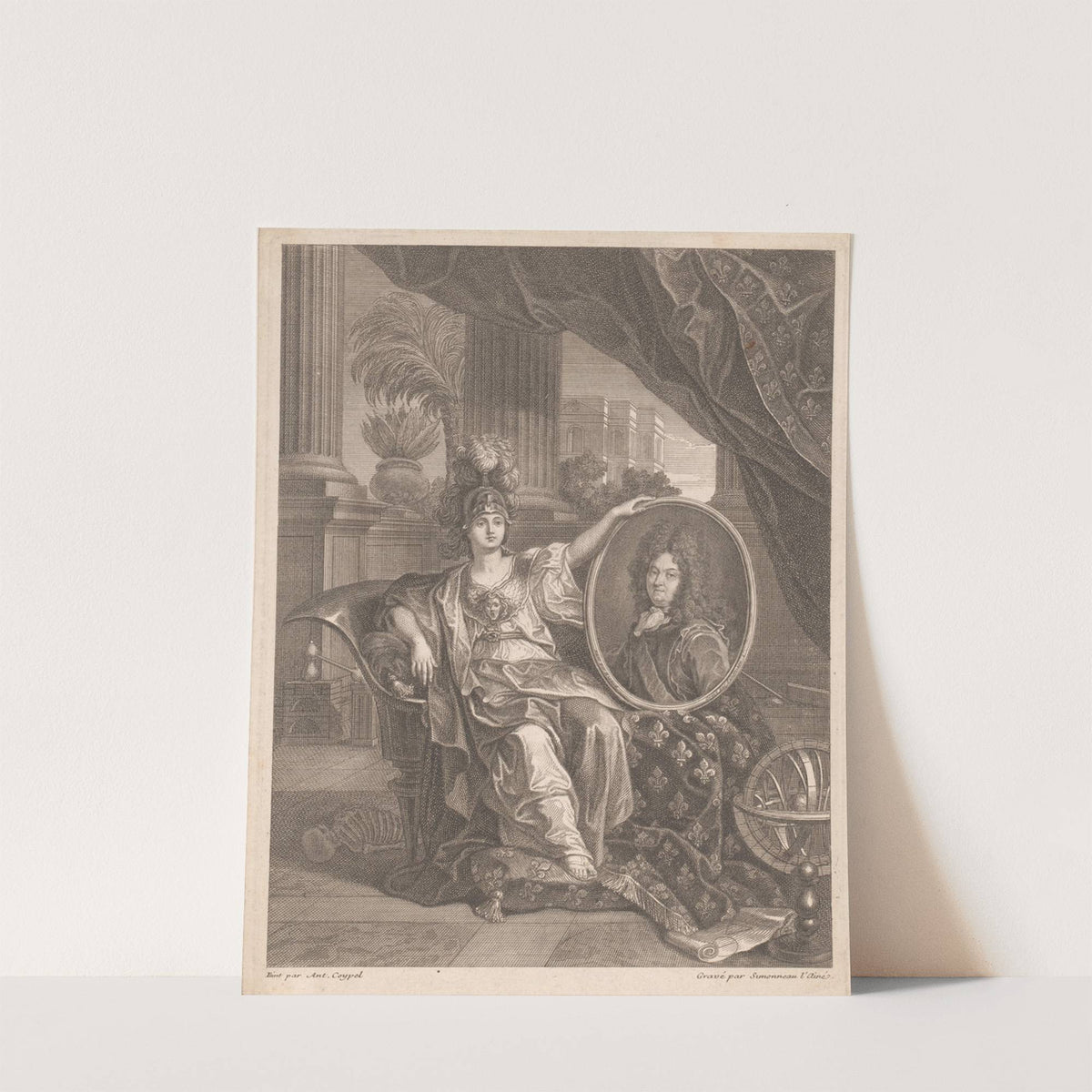 Portrait of Louis XIV held up by Minerva by Charles-Louis Simonneau