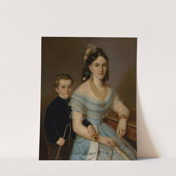 Portrait of Ľudmila Zmeškalová (neé Pongráczová) with son Jozef by Peter Michal Bohúň