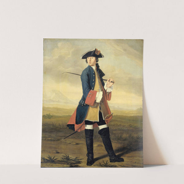 Portrait of Ludolf Backhuysen II, Painter, in the Uniform of the Dragoons by Tibout Regters