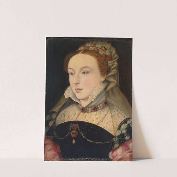 Portrait Of Mademoiselle De Chabot, In A Black Dress With A Lace Ruff And Jewelled Headdress by Follower of François Clouet