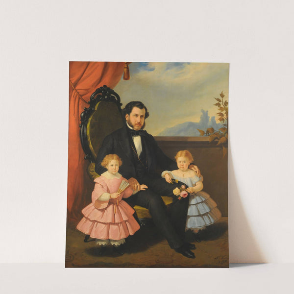 Portrait of man and children by Baldassare Verazzi