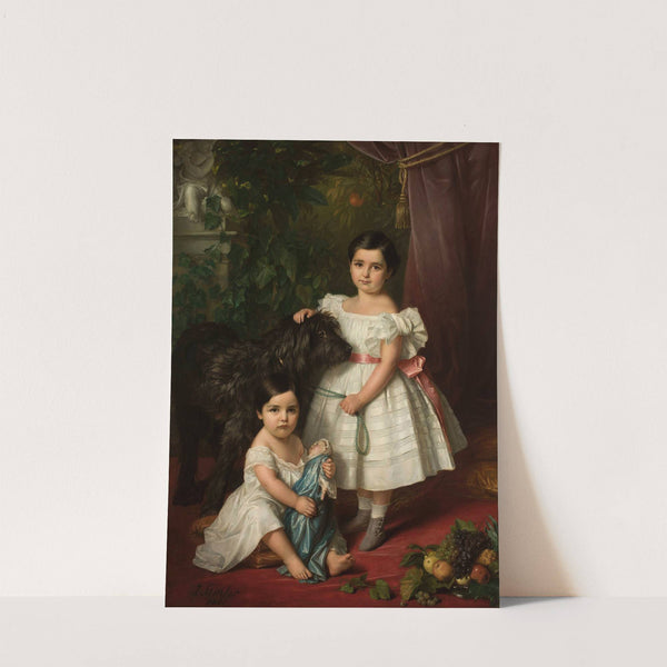 Portrait of Maria Róża Kronenberg and Róża Maria Karolina Kronenberg with a dog by Józef Simmler