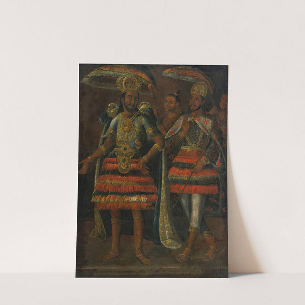 Portrait Of Moctezuma Y Cuahutemoc by Mexican School