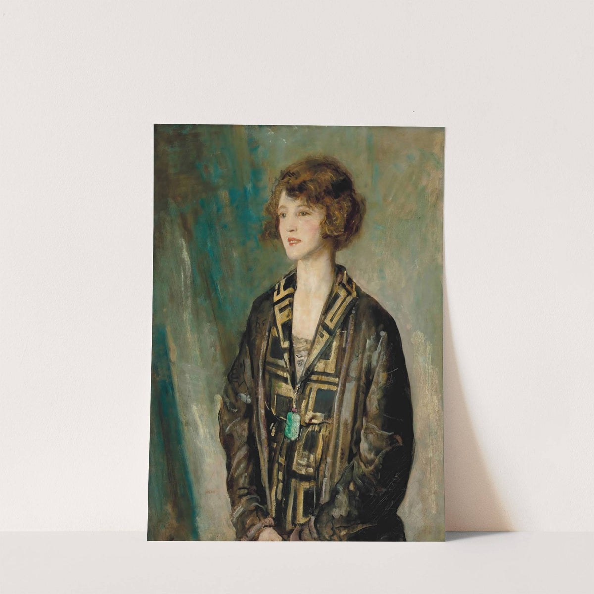 Portrait of Mrs Charles Romer-Williams, wearing a jade pendant by Ambrose McEvoy
