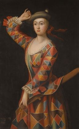 Portrait Of Mrs. Hester Booth, Nee Santlow (C.1690–1773) Dressed As A Harlequin
