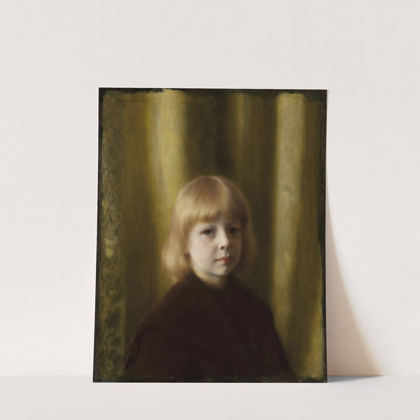 Portrait of Stefan Polczyński (Portrait of a child, Portrait of a boy against yellowish drapery) by Józef Pankiewicz