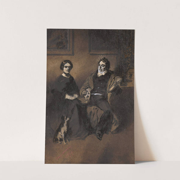 Portrait of the actor Frédérick Lemaître with his wife and dog by Henry Bonaventure Monnier