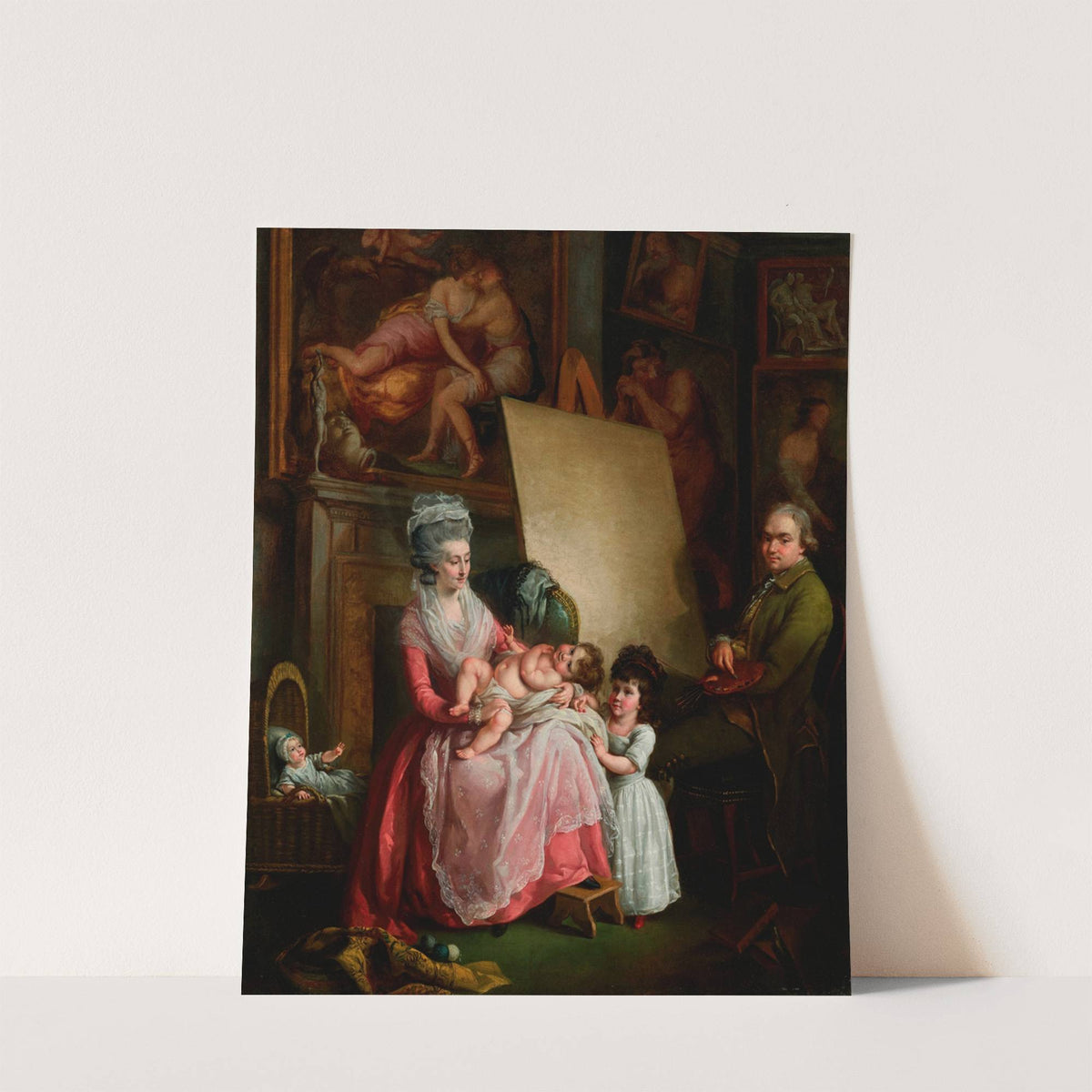 Portrait of the artist with his wife and children, in his studio by John Francis Rigaud