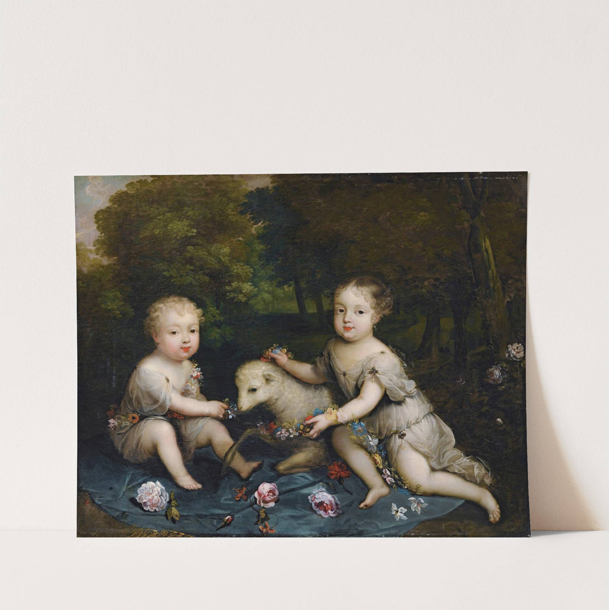 Portrait of Two Children With a Lamb by Circle of Henri Gascar