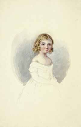 Portrait of Young Girl with Shoulderless Gown
