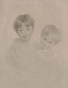 Portrait sketch of two young boys embracing