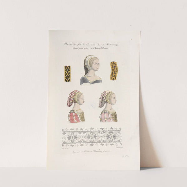 Portraits des filles du connetable Anne de Montmorency, vitrail peint en 1544, au château d'Ecouen. by Nicolas Xavier Willemin