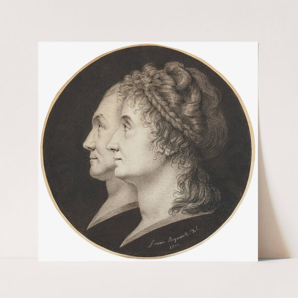 Portraits of Jean-François Heurtier and Marie-Victorie Heurtier in profile by Sophie Regnault