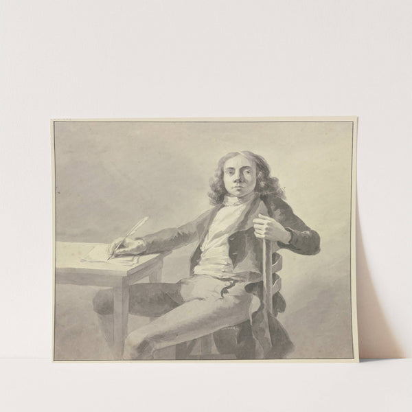 Porträt des zeichnend am Tisch sitzenden Marinemalers Martinus Schouman aus Dordrecht by Jan Anthonie Langendijk