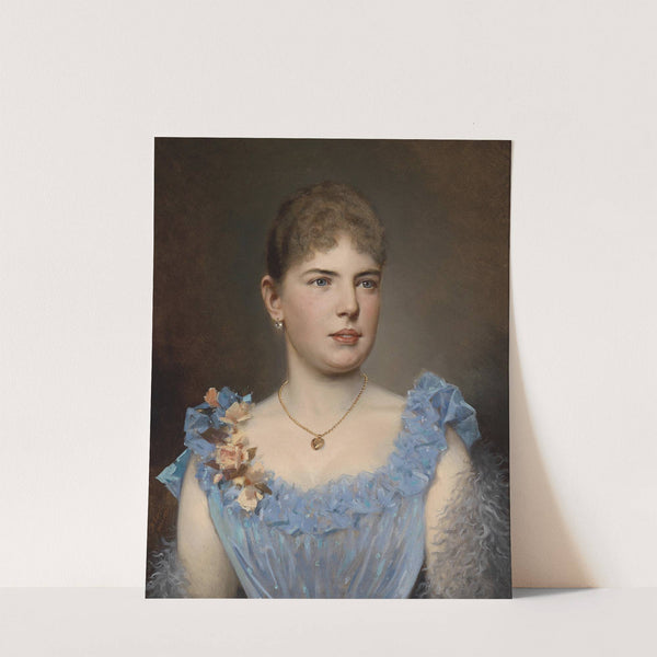 Porträt einer Dame in blauem Kleid (1893) by Anton Ebert