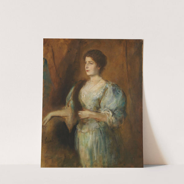 Porträt einer Dame mit Perlenkette und Pelzstola (1900) by Franz von Lenbach