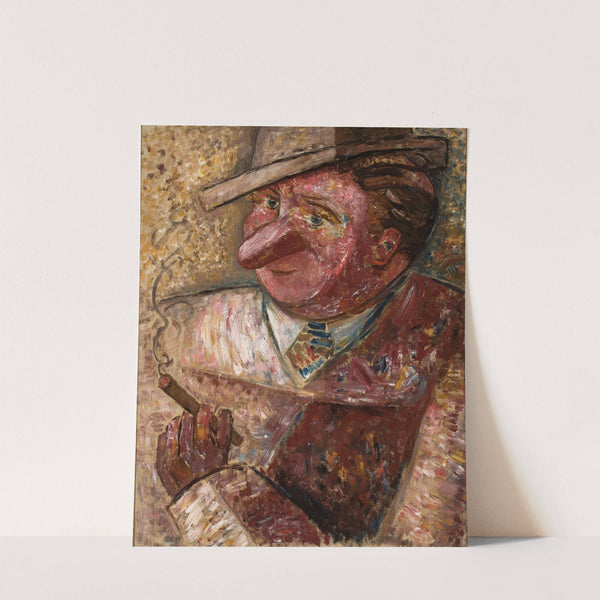 Portret mężczyzny w kapeluszu z cygarem by Tadeusz Makowski