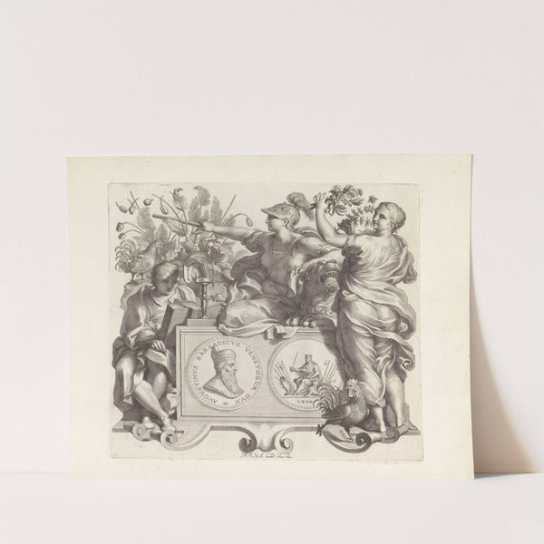 Portret van Agostino Barbarigo en de personificaties van Wetenschap, Staatsrede en Zorgvuldigheid (1673-1743) by Robert van Audenaerde