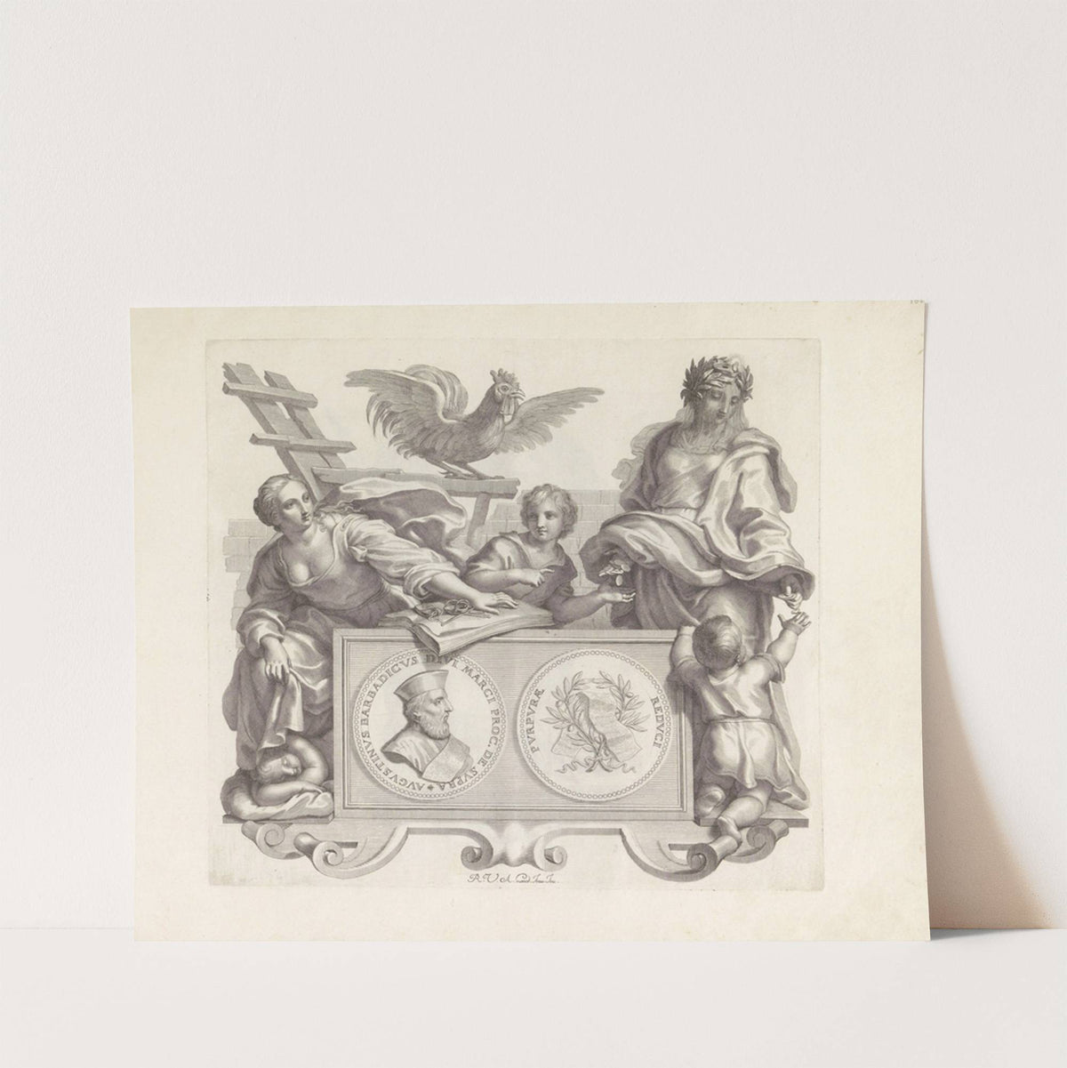 Portret van Agostino Barbarigo en de personificaties Voogdijschap en Aalmoes (1673-1743) by Robert van Audenaerde