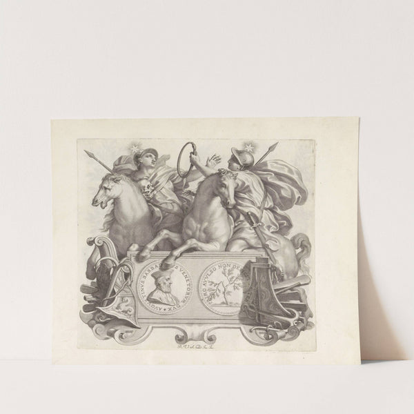 Portret van Agostino Barbarigo en twee mannen te paard (1673-1743) by Robert van Audenaerde