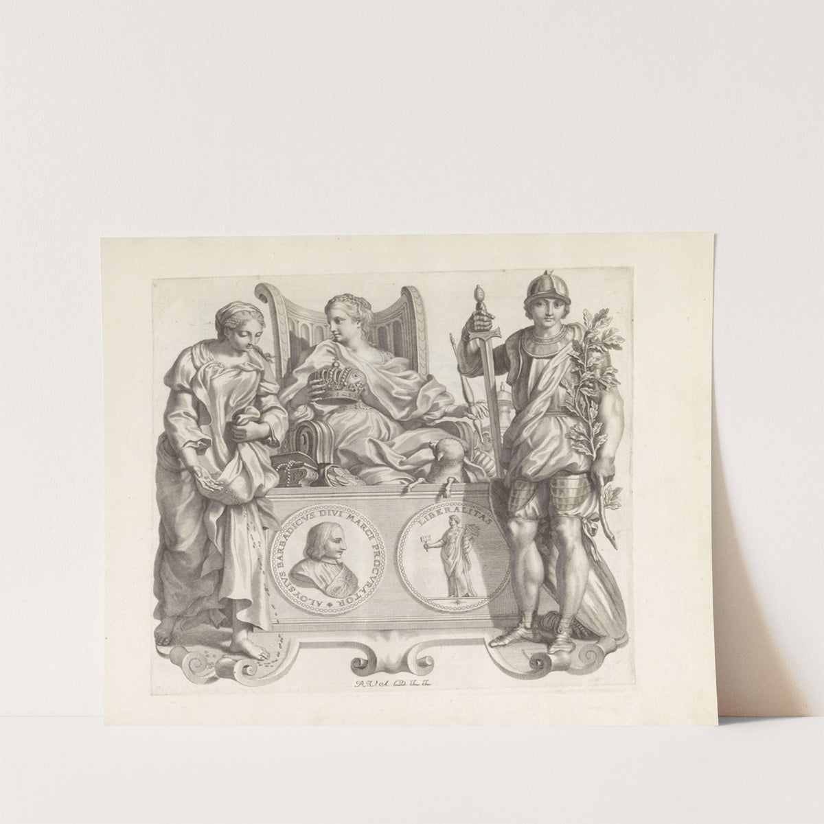 Portret van Alvise Barbarigo en de personificaties van Vrijgevigheid, Rijkdom en Bijstand (1673-1743) by Robert van Audenaerde