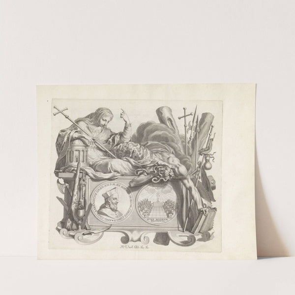 Portret van Angelo Barbarigo en de personificaties Religie en Ketterij (1673-1743) by Robert van Audenaerde