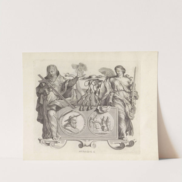 Portret van Angelo Barbarigo en de personificaties van Religie en Onpartijdigheid (1673-1743) by Robert van Audenaerde