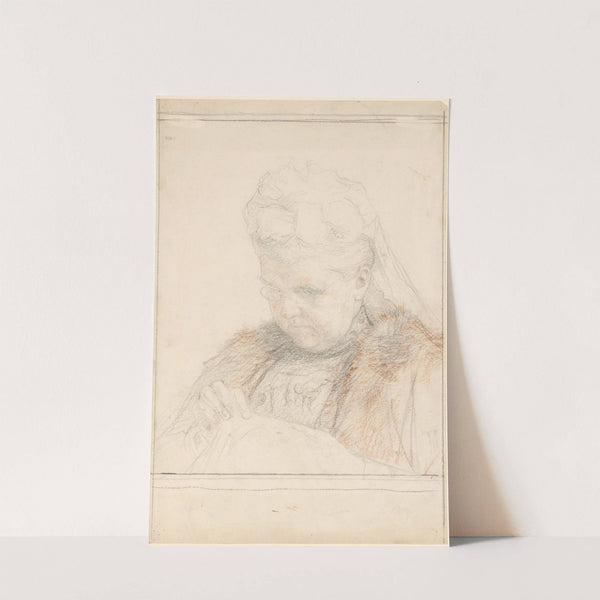 Portret van de koningin-moeder Emma, handwerkend by Jan Veth