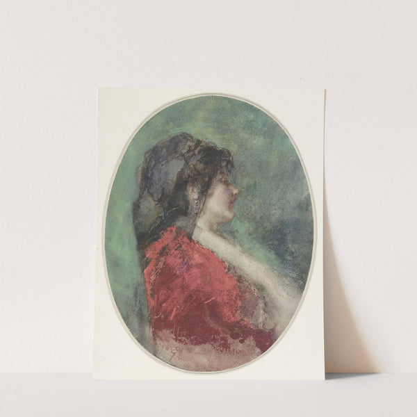 Portret van een jonge vrouw in profiel by Mosè Bianchi